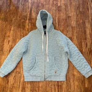 BDG Urban Outfitters Quilted Zip Hoodie Jacket Light Blue Size Small